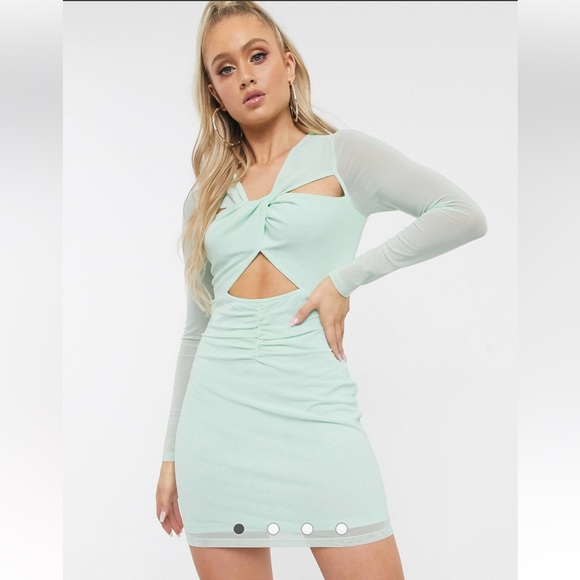 NWT Parallel Lines Twist Detail Bodycon Mini Dress l Color: Mint Green l Size XS - Picture 4 of 11